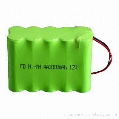 NiMH AA x 2,000mAh Rechargeable Battery Pack with UL/CE/RoHS Marks, 12V Voltage, Long Life Cycle